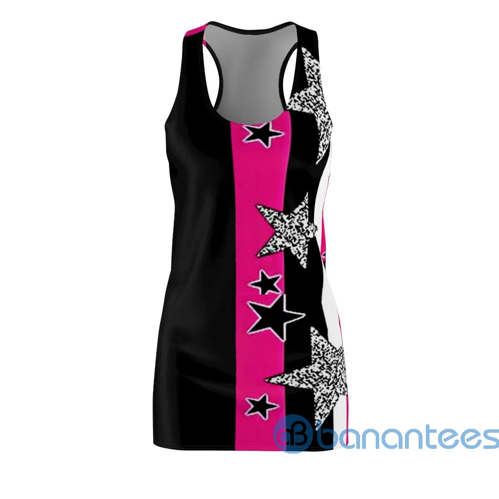 pink-stars-and-stripes-black-racerback-dress-for-women-2-oK4CU.jpg Pink Stars And Stripes Black Racerback Dress For Women Product Photo