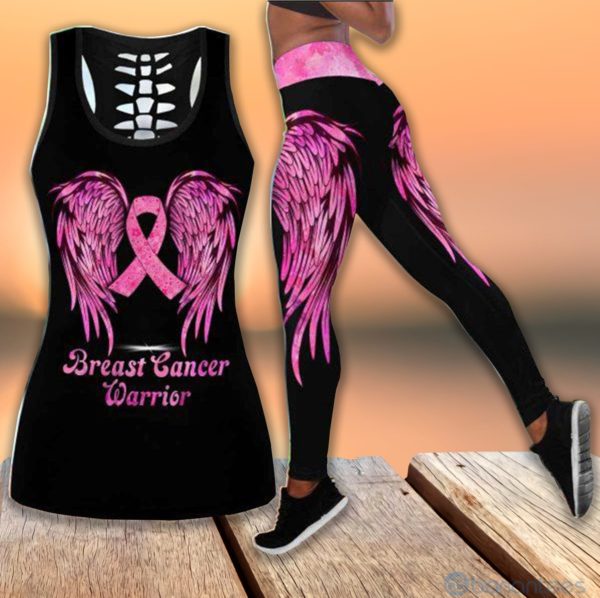 Pink Wings Ribbon Hollow Tank And Legging Outfit Product Photo