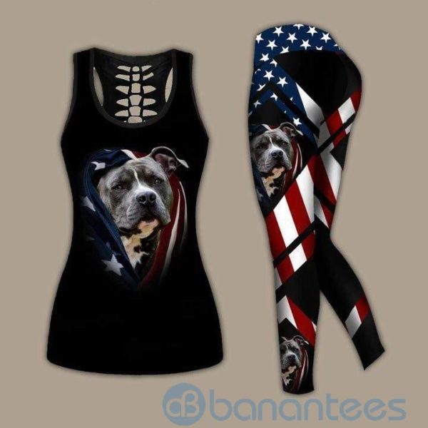 Pit Bull American Flag Tank Top Legging Set Outfit Product Photo