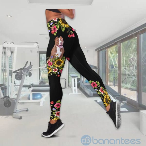 Pitbull Flowers Tank Top Legging Set Outfit Product Photo