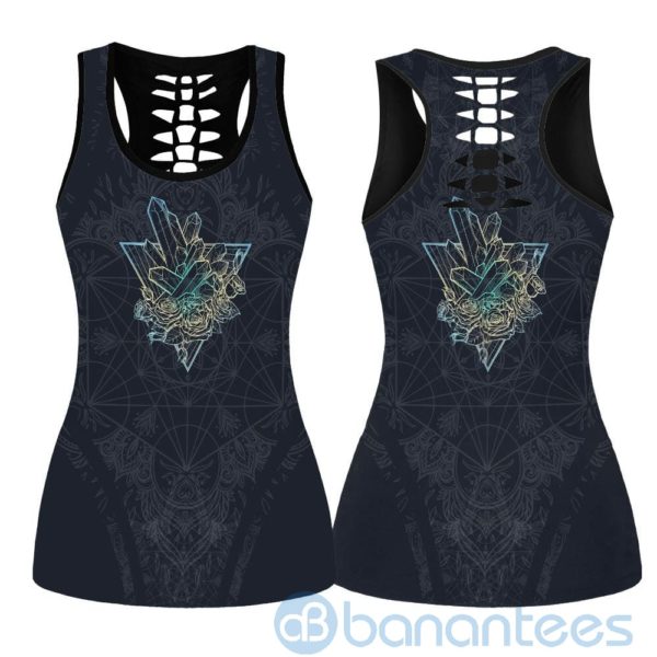 Platonic Crystal Yoga Hollow Tank And Legging Outfit Product Photo
