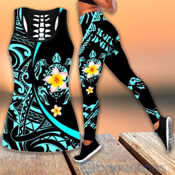 Polynesia Turtle Lover Black Tank Top Legging Set Outfit Product Photo