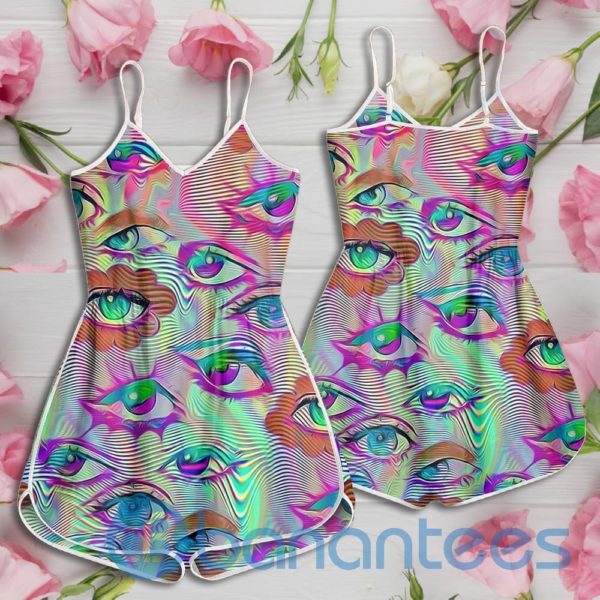 Psychedelic Eyes Pattern Rompers For Women Product Photo