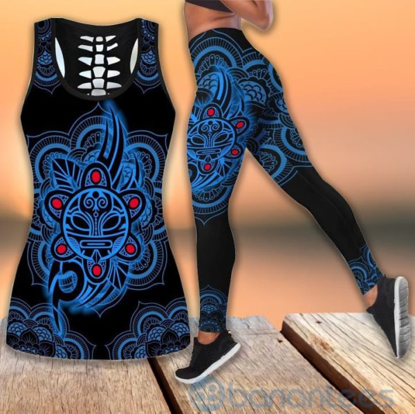 Puerto Rice Blue Black Tank Top Legging Set Outfit Product Photo