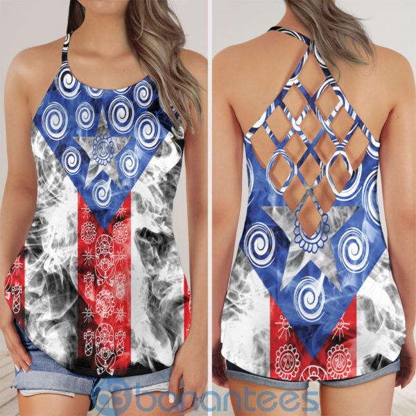 Puerto Rico Flag Casual Criss Cross Tank Top Product Photo
