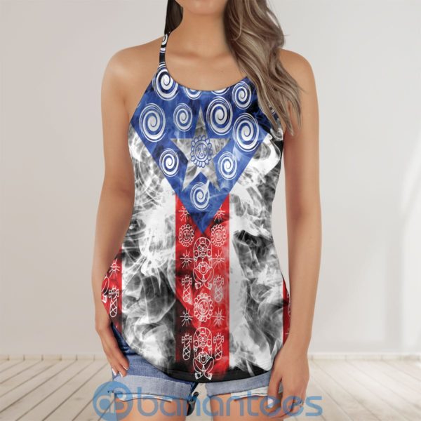 Puerto Rico Flag Casual Criss Cross Tank Top Product Photo