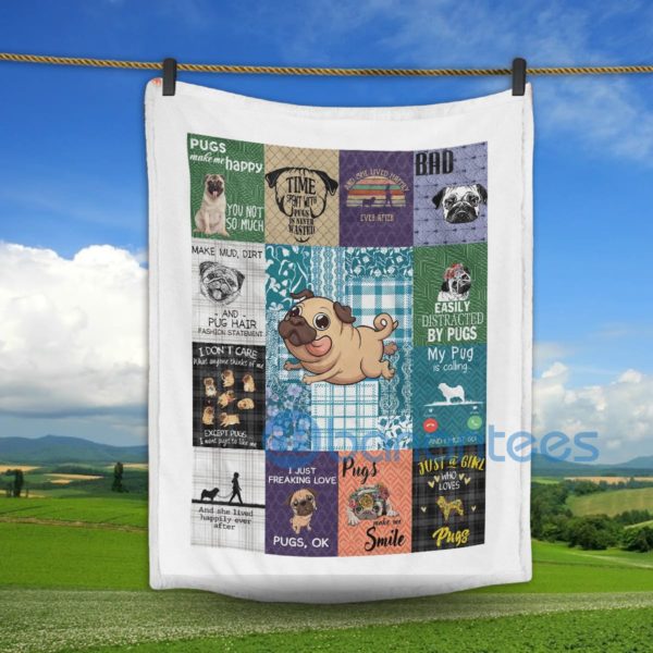 Pugs Make Me Happy You Not So Much Cute Pugs Sherpa Blanket Product Photo