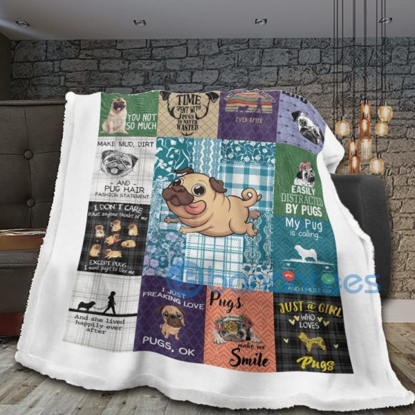 Pugs Make Me Happy You Not So Much Cute Pugs Sherpa Blanket Product Photo
