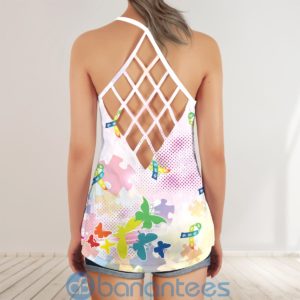 Purple Up Colorful Autism Awareness Butterfly Criss Cross Tank Top Product Photo