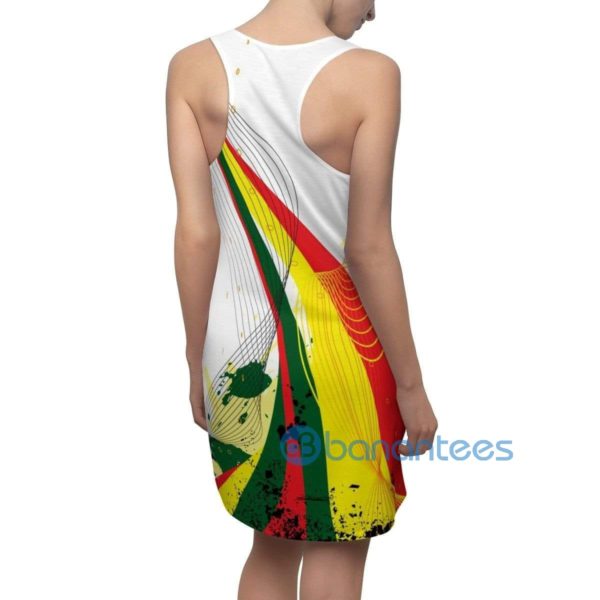 Rainbow Color Wave Stripes White Racerback Dress For Women Product Photo