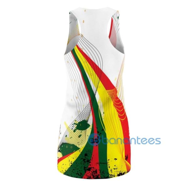 Rainbow Color Wave Stripes White Racerback Dress For Women Product Photo