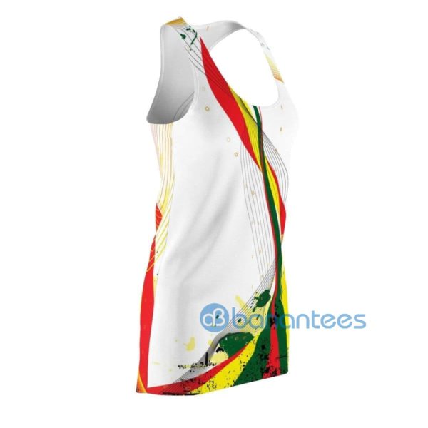 Rainbow Color Wave Stripes White Racerback Dress For Women Product Photo