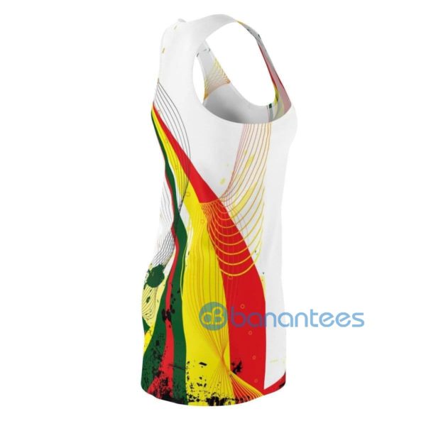 Rainbow Color Wave Stripes White Racerback Dress For Women Product Photo