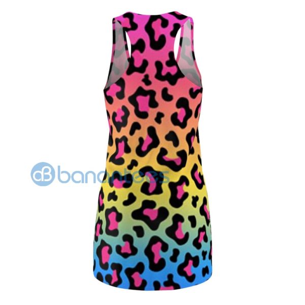 Rainbow Mix Color Leopard Full Printed Racerback Dress Product Photo