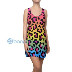 Rainbow Mix Color Leopard Full Printed Racerback Dress Product Photo