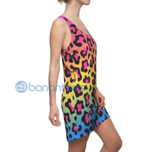Rainbow Mix Color Leopard Full Printed Racerback Dress Product Photo