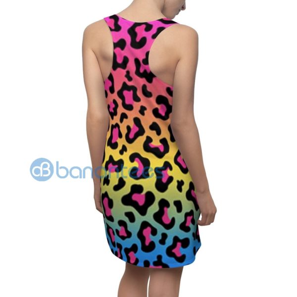 Rainbow Mix Color Leopard Full Printed Racerback Dress Product Photo