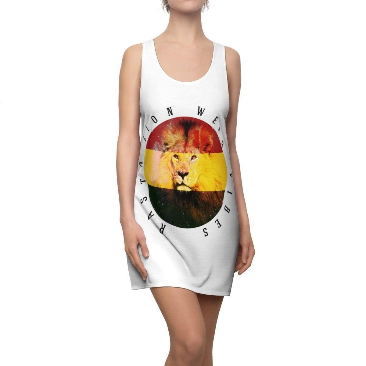rasta-lion-vibes-white-racerback-dress-for-women-1-c6UpD.jpg Rasta Lion Vibes White Racerback Dress FOr Women Product Photo