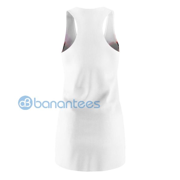 Red And Pink Butterfly Watercolor White Racerback Dress For Women Product Photo