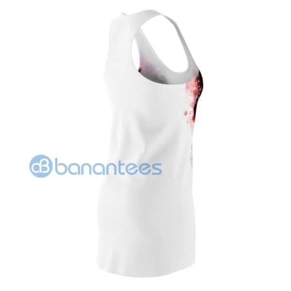 Red And Pink Butterfly Watercolor White Racerback Dress For Women Product Photo
