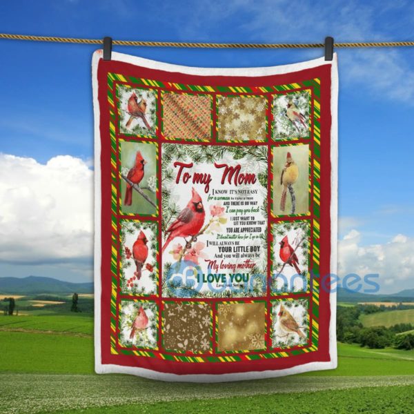 Red Cardinal To My Mom I Love You Sherpa Blanket Product Photo