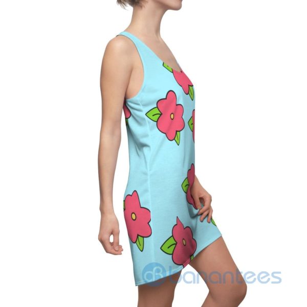 Red Flower Pattern Light Blue Racerback Dress For Women Product Photo