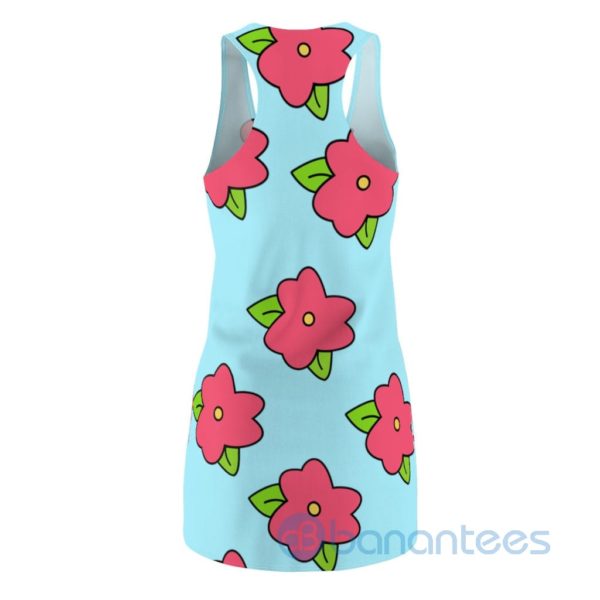 Red Flower Pattern Light Blue Racerback Dress For Women Product Photo