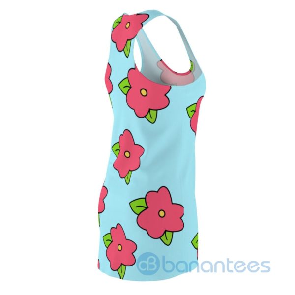 Red Flower Pattern Light Blue Racerback Dress For Women Product Photo