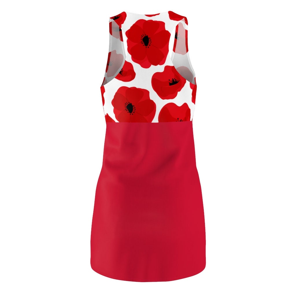 red-flowers-pattern-red-racerback-dress-2-nmrpN.jpg Red Flowers Pattern Red Racerback Dress Product Photo