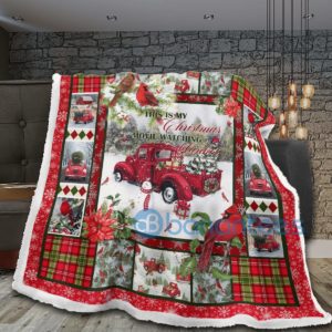 Red Truck And Cardinal This Is My Christmas Movie Watching Sherpa Blanket Product Photo