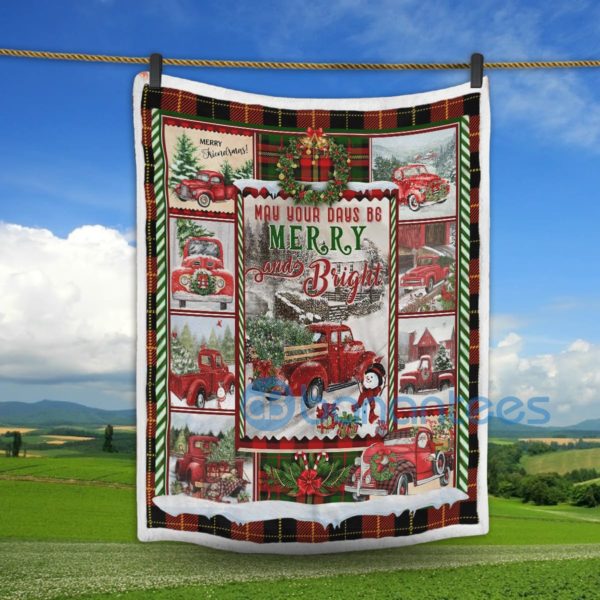 Red Truck Christmas May Your Days B6 Merry And Bright Sherpa Blanket Product Photo
