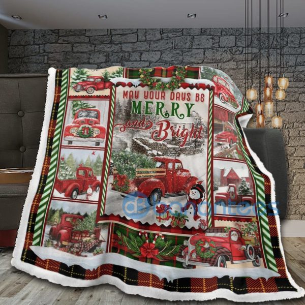 Red Truck Christmas May Your Days B6 Merry And Bright Sherpa Blanket Product Photo