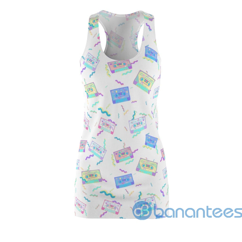 retro-cassette-cute-pattern-white-racerback-dress-for-women-1-Ra6HF.jpg Retro Cassette Cute Pattern White Racerback Dress For Women Product Photo