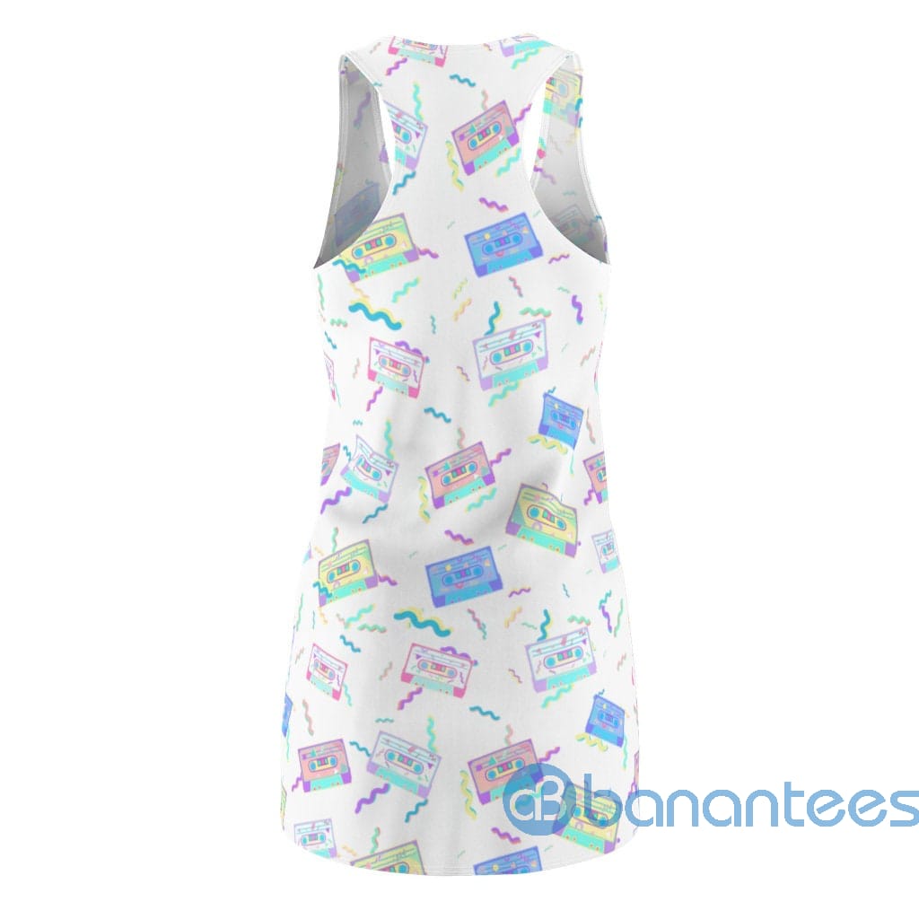 retro-cassette-cute-pattern-white-racerback-dress-for-women-2-IdZon.jpg Retro Cassette Cute Pattern White Racerback Dress For Women Product Photo