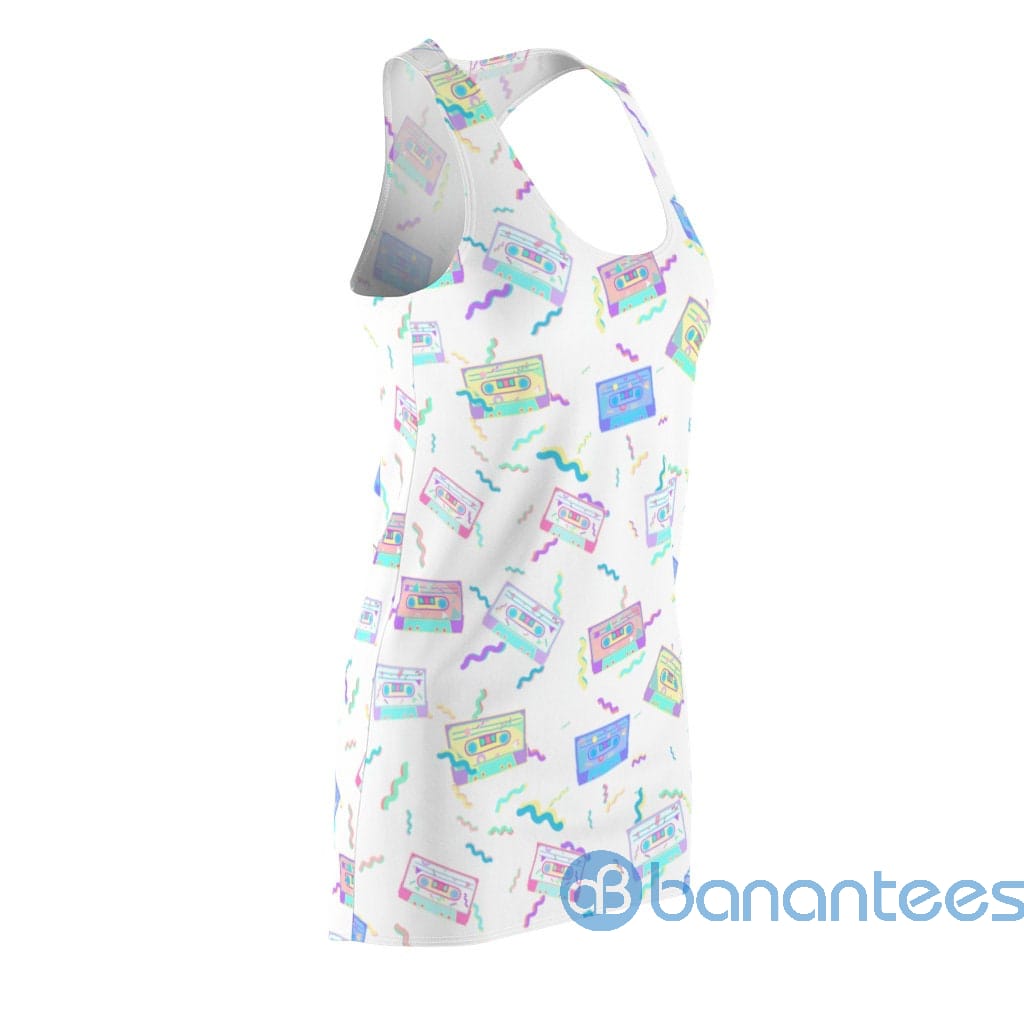 retro-cassette-cute-pattern-white-racerback-dress-for-women-3-dHsyM.jpg Retro Cassette Cute Pattern White Racerback Dress For Women Product Photo