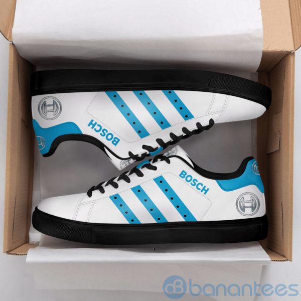 Robert Bosch Blue Striped White Low Top Skate Shoes Product Photo