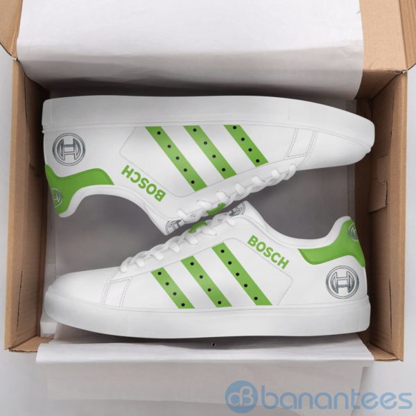 Robert Bosch Green Striped White Low Top Skate Shoes Product Photo
