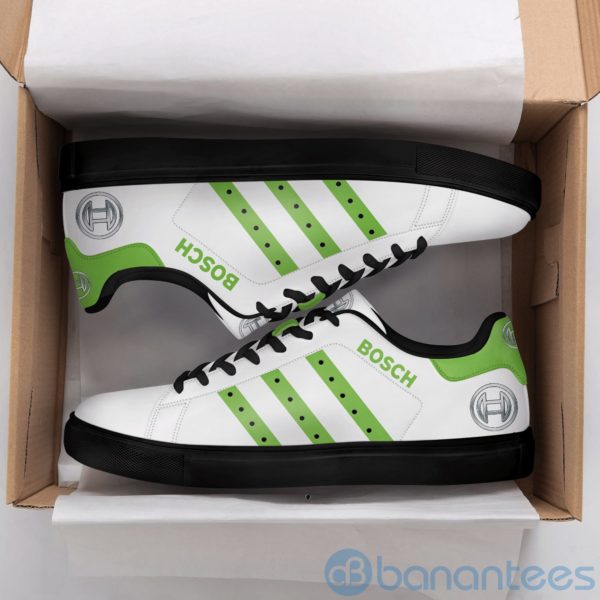 Robert Bosch Green Striped White Low Top Skate Shoes Product Photo