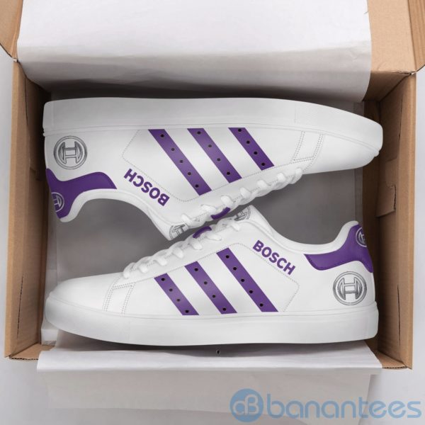 Robert Bosch Purple Striped White Low Top Skate Shoes Product Photo