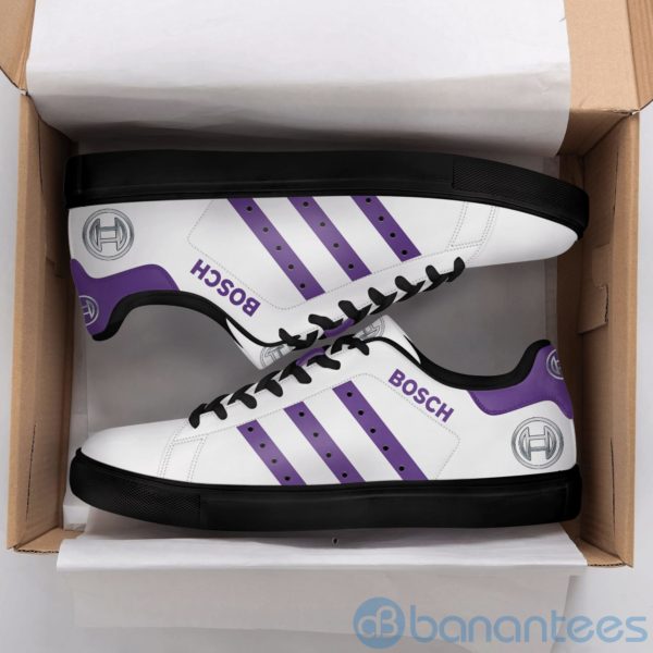 Robert Bosch Purple Striped White Low Top Skate Shoes Product Photo