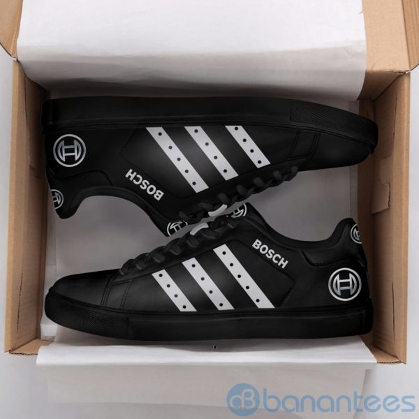 Robert Bosch White Striped Black Low Top Skate Shoes Product Photo