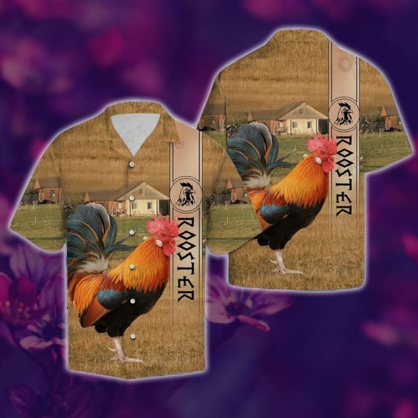 Rooster Hawaii Shirt Summer Hawaiian Product Photo