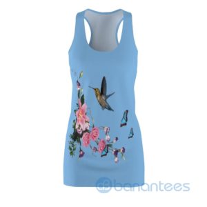 Rose Flowers Hummingbird And Butterflies Racerback Dress For Women Product Photo