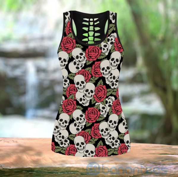 Rose Skull Tattoo Tank Top Legging Set Outfit Product Photo