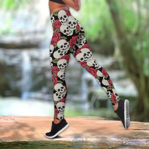 Rose Skull Tattoo Tank Top Legging Set Outfit Product Photo
