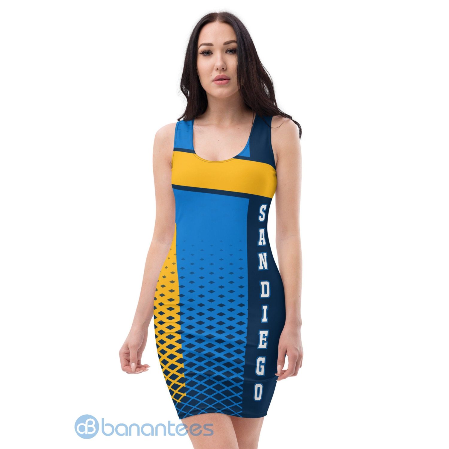 san-diego-navy-blue-yellow-racerback-dress-for-women-2-udNFg.jpg San Diego Navy Blue Yellow Racerback Dress For Women Product Photo