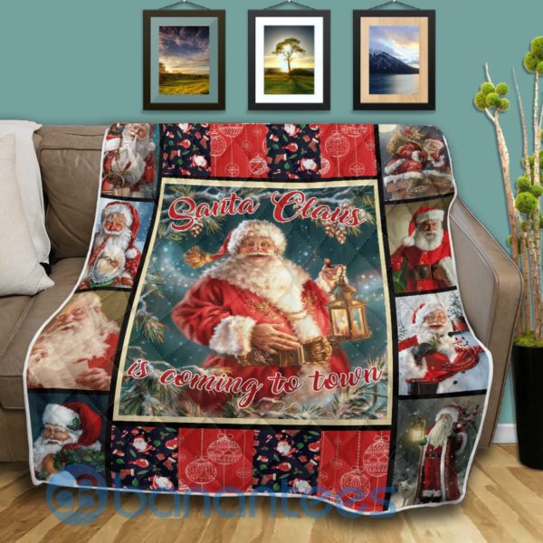 Santa Claus Is Coming To Town Christmas Quilt Blanket Product Photo