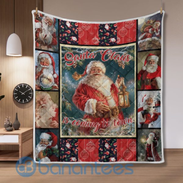 Santa Claus Is Coming To Town Christmas Quilt Blanket Product Photo