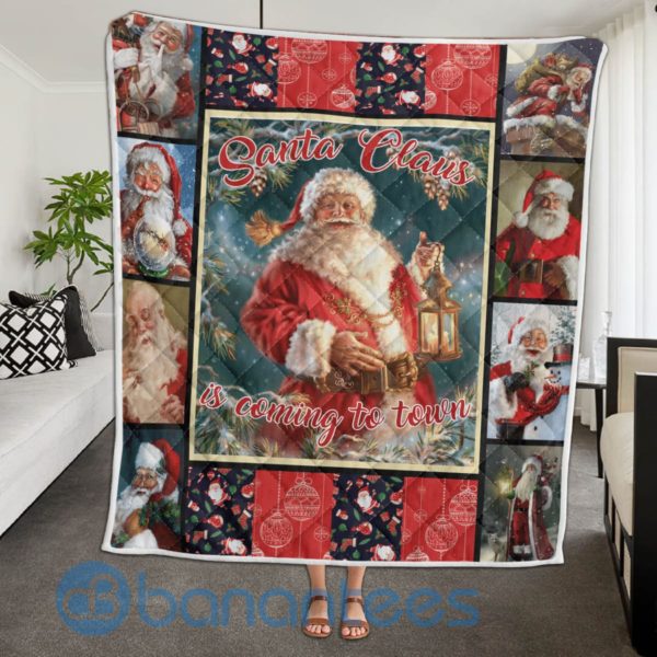 Santa Claus Is Coming To Town Christmas Quilt Blanket Product Photo