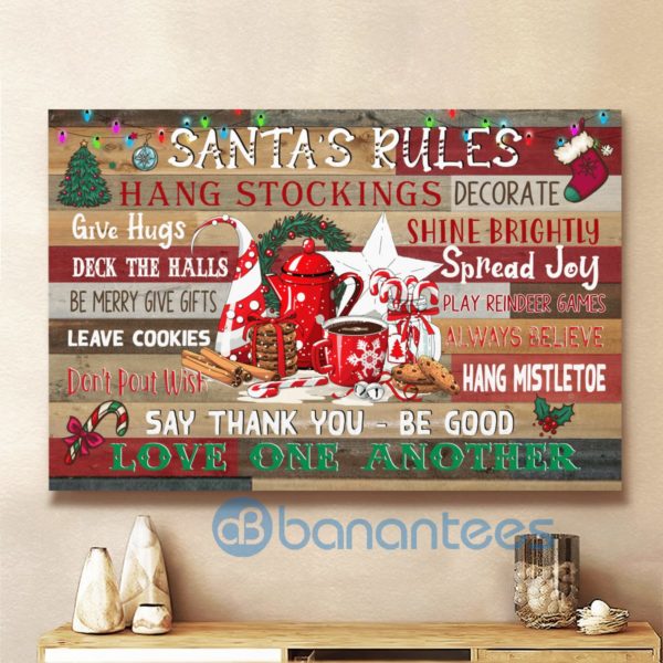 Santa's Rules Love One Another Christmas Wall Art Canvas Product Photo